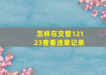 怎样在交管12123查看违章记录