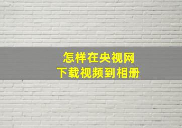 怎样在央视网下载视频到相册