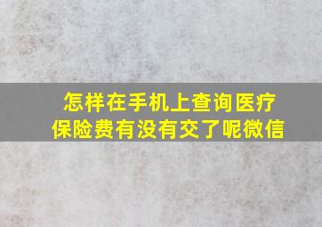 怎样在手机上查询医疗保险费有没有交了呢微信