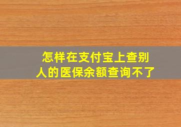 怎样在支付宝上查别人的医保余额查询不了