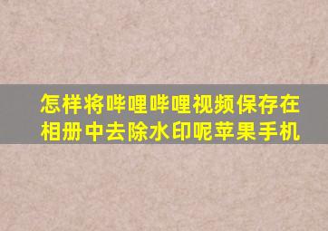 怎样将哔哩哔哩视频保存在相册中去除水印呢苹果手机