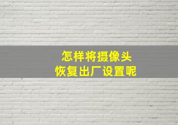 怎样将摄像头恢复出厂设置呢