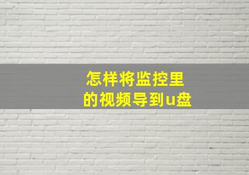 怎样将监控里的视频导到u盘