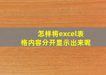 怎样将excel表格内容分开显示出来呢