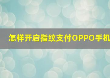 怎样开启指纹支付OPPO手机