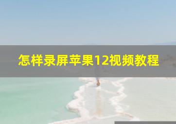 怎样录屏苹果12视频教程