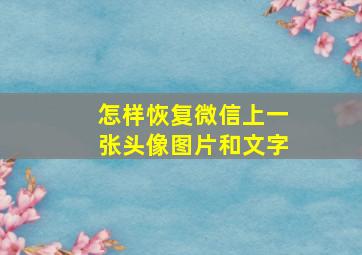 怎样恢复微信上一张头像图片和文字