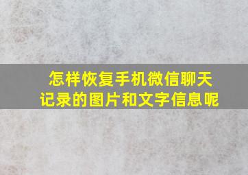 怎样恢复手机微信聊天记录的图片和文字信息呢