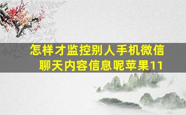 怎样才监控别人手机微信聊天内容信息呢苹果11