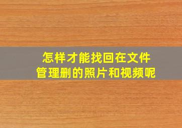 怎样才能找回在文件管理删的照片和视频呢