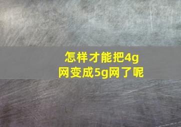 怎样才能把4g网变成5g网了呢