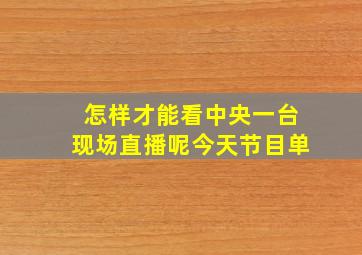 怎样才能看中央一台现场直播呢今天节目单