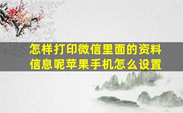 怎样打印微信里面的资料信息呢苹果手机怎么设置