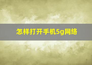 怎样打开手机5g网络