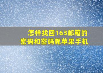 怎样找回163邮箱的密码和密码呢苹果手机