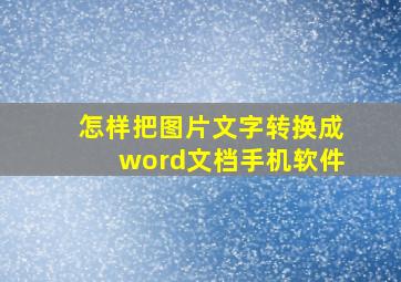 怎样把图片文字转换成word文档手机软件