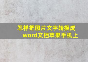 怎样把图片文字转换成word文档苹果手机上