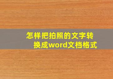 怎样把拍照的文字转换成word文档格式