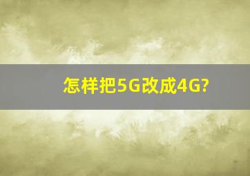 怎样把5G改成4G?