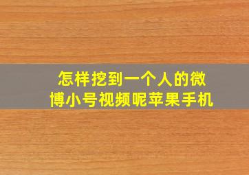 怎样挖到一个人的微博小号视频呢苹果手机