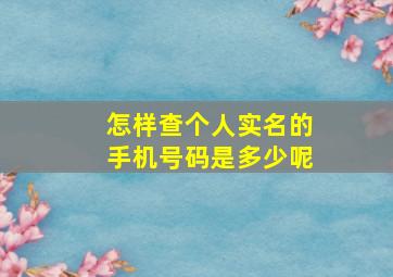 怎样查个人实名的手机号码是多少呢