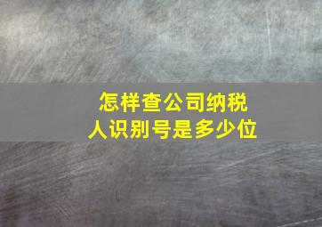 怎样查公司纳税人识别号是多少位