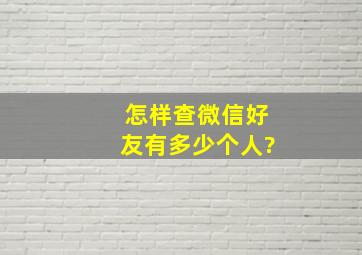 怎样查微信好友有多少个人?