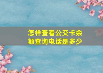 怎样查看公交卡余额查询电话是多少