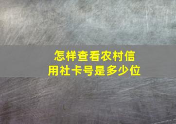 怎样查看农村信用社卡号是多少位