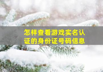 怎样查看游戏实名认证的身份证号码信息