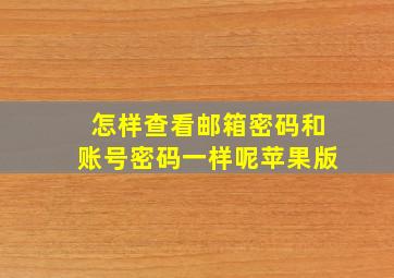 怎样查看邮箱密码和账号密码一样呢苹果版