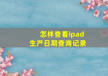 怎样查看ipad生产日期查询记录