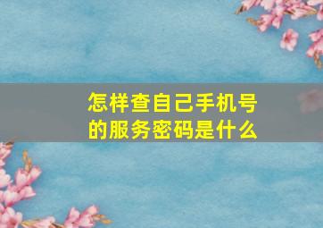 怎样查自己手机号的服务密码是什么