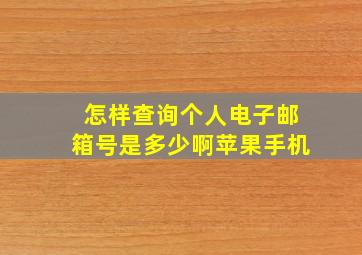 怎样查询个人电子邮箱号是多少啊苹果手机