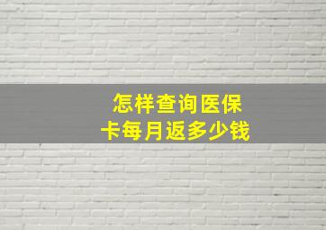 怎样查询医保卡每月返多少钱