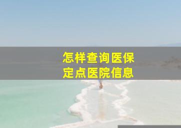 怎样查询医保定点医院信息