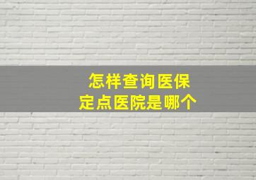 怎样查询医保定点医院是哪个