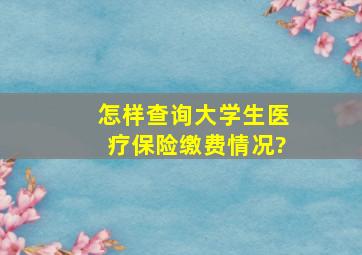 怎样查询大学生医疗保险缴费情况?