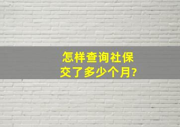 怎样查询社保交了多少个月?