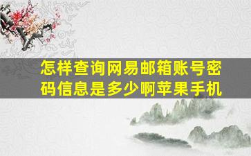 怎样查询网易邮箱账号密码信息是多少啊苹果手机