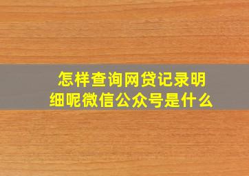 怎样查询网贷记录明细呢微信公众号是什么