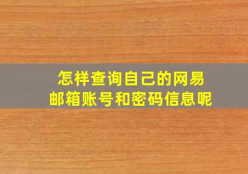 怎样查询自己的网易邮箱账号和密码信息呢