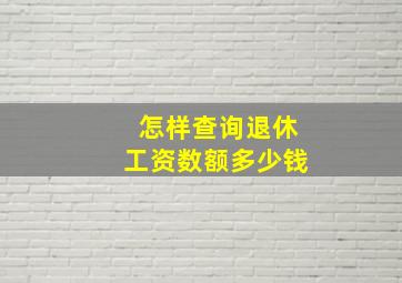 怎样查询退休工资数额多少钱