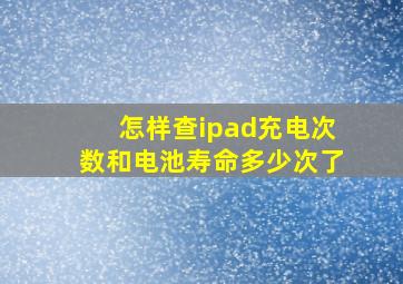 怎样查ipad充电次数和电池寿命多少次了