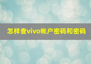 怎样查vivo帐户密码和密码