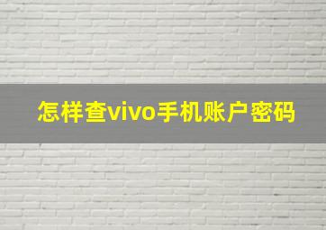 怎样查vivo手机账户密码