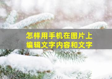 怎样用手机在图片上编辑文字内容和文字