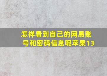 怎样看到自己的网易账号和密码信息呢苹果13