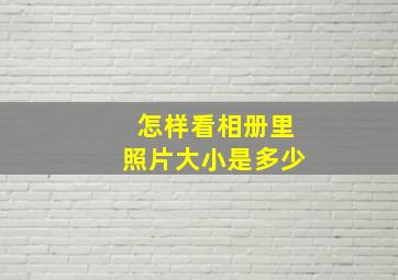 怎样看相册里照片大小是多少