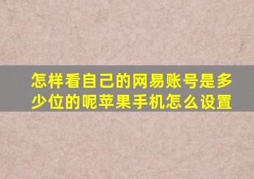 怎样看自己的网易账号是多少位的呢苹果手机怎么设置